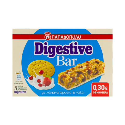 Μπάρες δημητριακών με μπισκότο Digestive, Κόκκινα Φρούτα και Γάλα | Παπαδοπούλου