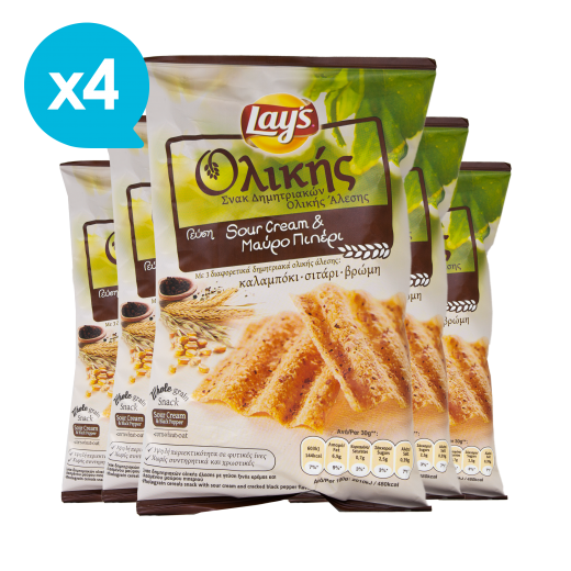 Σνακ Δημητριακών Ολικής Αλέσεως με Sour Cream και Μαύρο Πιπέρι (x4) | Lays