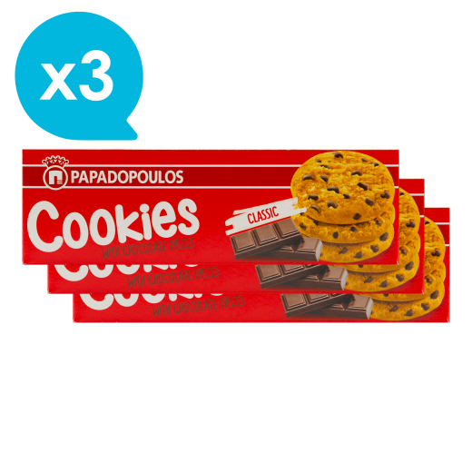 Μπισκότα με κομμάτια Σοκολάτας x3 | Παπαδοπούλου