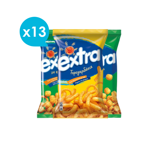 Extra Σνακ Καλαμποκιού με Τυρί & Σνακ Καλαμποκιού με Φυστίκι (x13) | Chipita