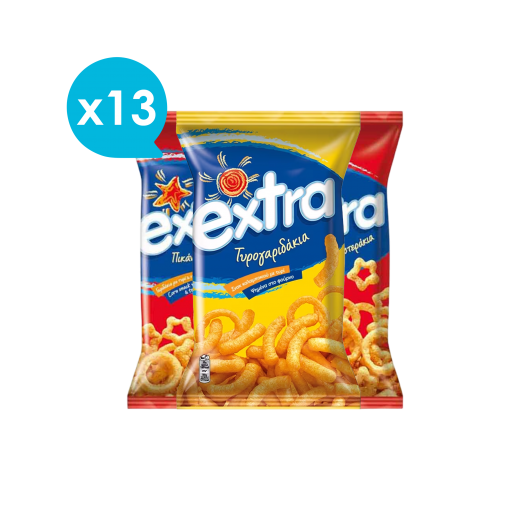 Extra Σνακ Καλαμποκιού με Τυρί & Σνακ Καλαμποκιού με Τυρί και Ντομάτα(x13) | Chipita