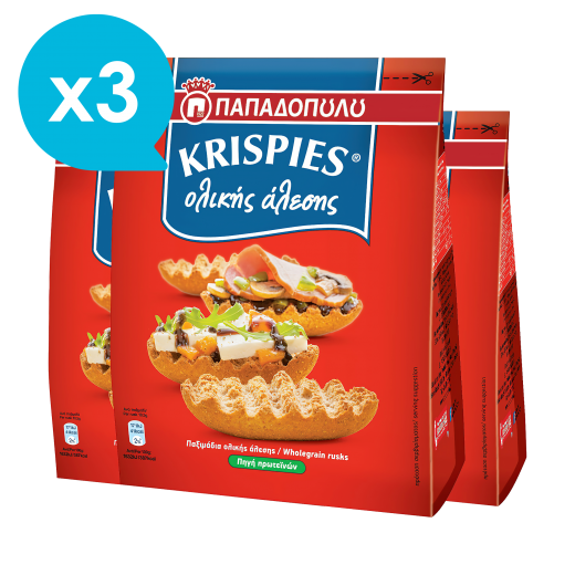 Krispies Whole-wheat Paximadi (Rusks) x3 | PAPADOPOULOU