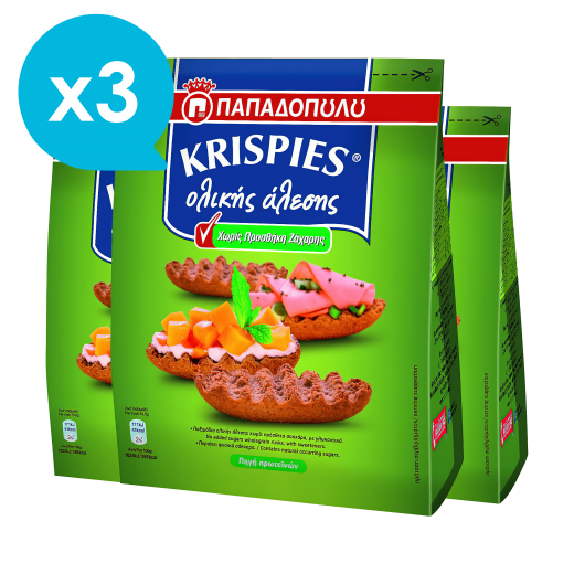 Παξιμάδι Ολικής Αλέσεως Χωρίς Ζάχαρη Krispies x3 | ΠΑΠΑΔΟΠΟΥΛΟΥ
