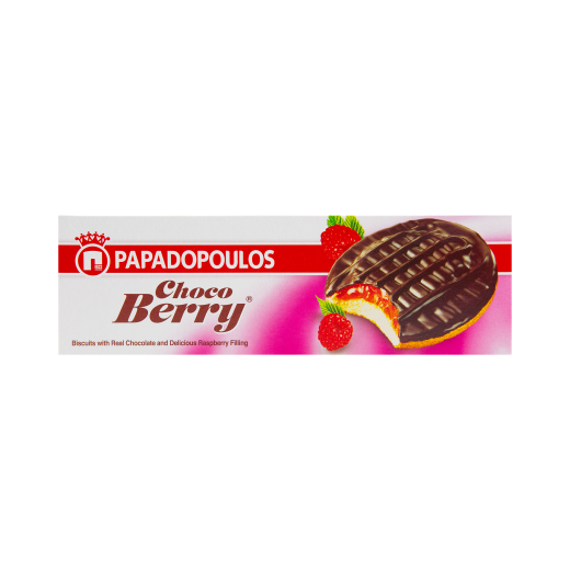 Biscuits with Rasberry Filling and Chocolate | PAPADOPOULOS