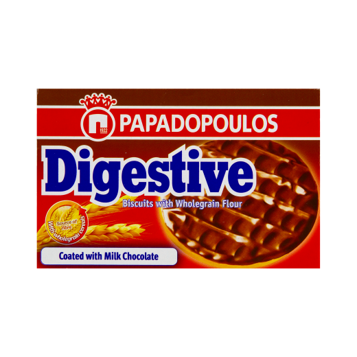 Biscuits with Wholegrain Flour with Milk Chocolate (Digestive) | PAPADOPOULOS
